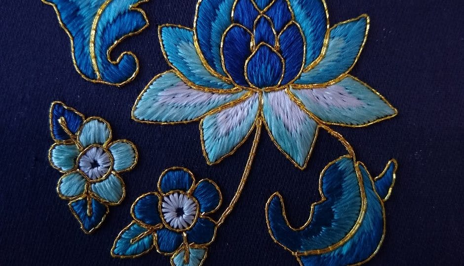 Chinese Silk and Gold Embroidery