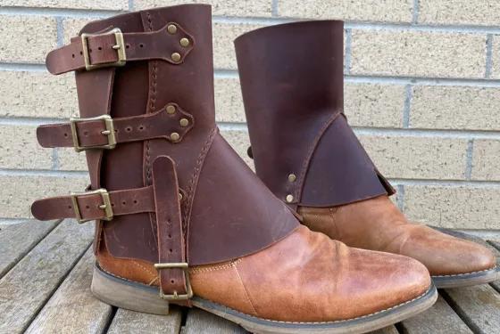Stitched, Rivetted & Buckled Leather Gaters