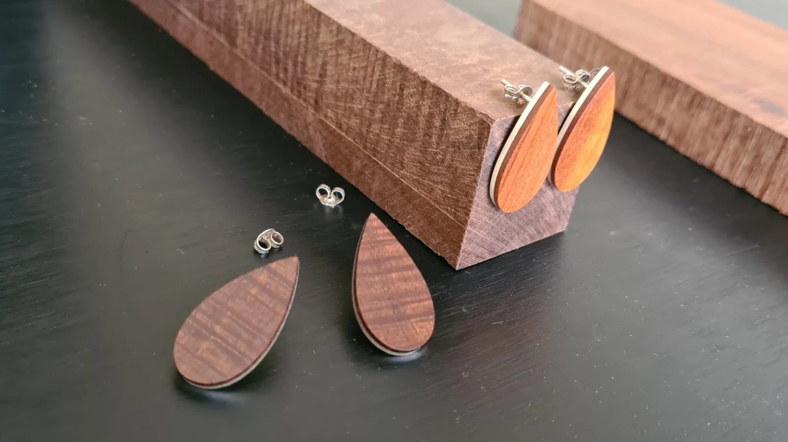 Droplet Earrings from Australian Timbers and Silver